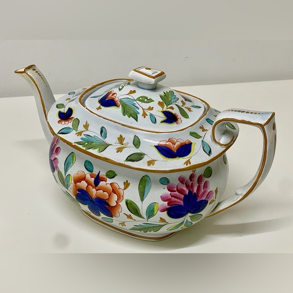 19th Century Antique Gaudy Dutch Grape Pattern Hand Painted Teapot - Picture 16 of 16